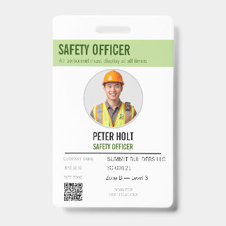 Safety Officer Site Contractor Photo ID Badge