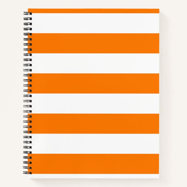 Safety Orange and White Stripes Notebook (Front)