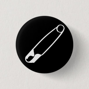 Safety Pin Button – white-on-black