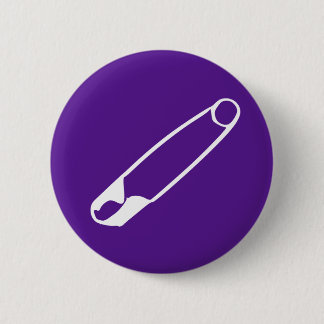 Safety Pin Button - White on Purple