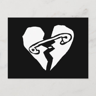 Safety Pin Mended Broken Heart Postcard