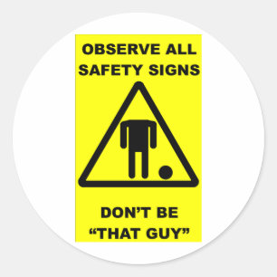 Safety Sign Warning Classic Round Sticker