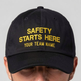 Safety Starts Here | Custom Team Text Embroidered Hat
