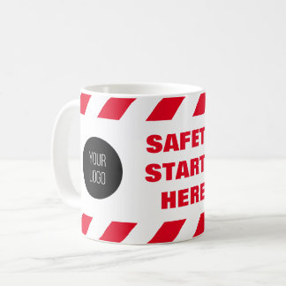 Safety Starts Here Red White Fire Tape Logo Coffee Mug