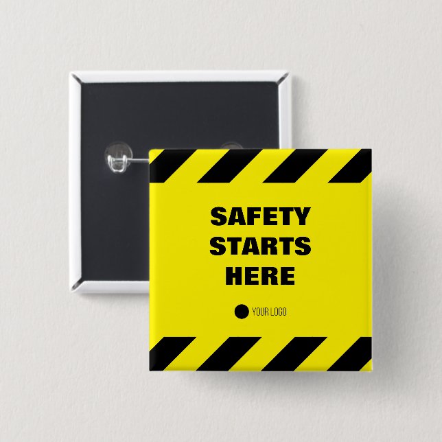 Safety Starts Here Safety Business 15 Cm Square Badge (Front & Back)
