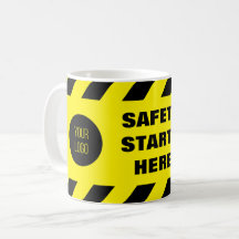 Safety Starts Here Yellow Black Safety Tape Logo