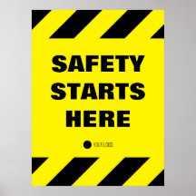 Safety Starts Here Yellow Black Workplace Quote