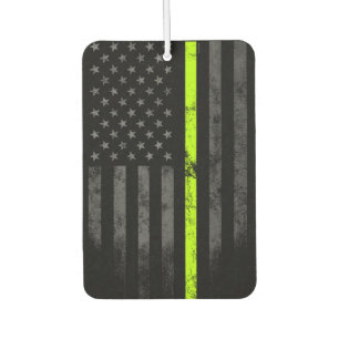 Safety Yellow Line Workers American Flag Car Air Freshener