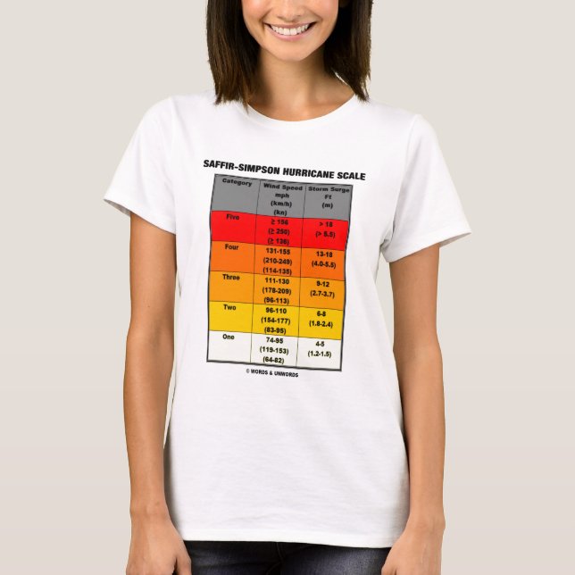 Saffir-Simpson Hurricane Scale (Meteorology) T-Shirt (Front)