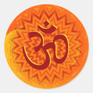 Saffrom Yellow Om Classic Round Sticker