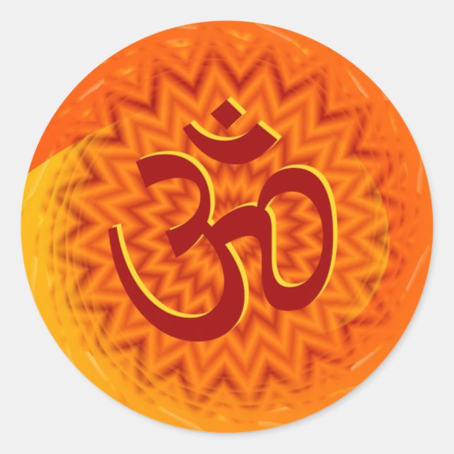 Saffrom Yellow Om Classic Round Sticker (Front)