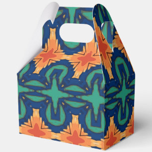 Saffron Bloom Cross Floral Navy Orange and Green Favour Box