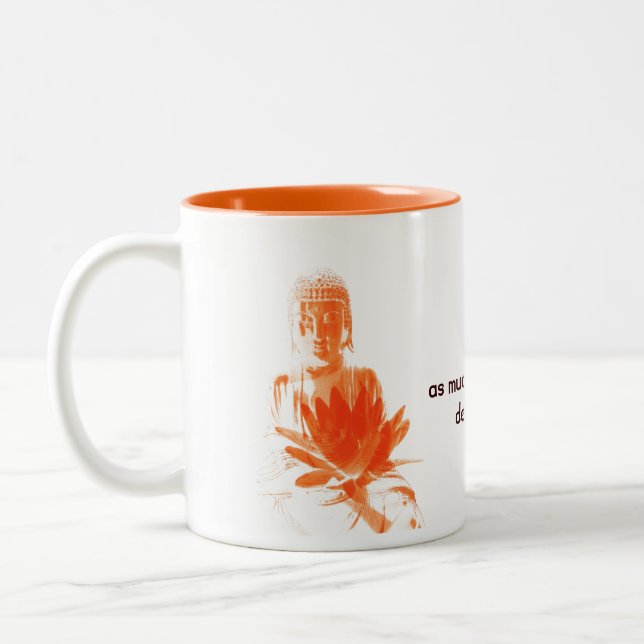 saffron Buddha Gautama with quote Two-Tone Coffee Mug (Left)