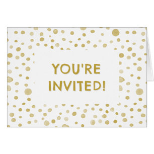 Saffron Confetti Watercolor Dots Birthday Invite