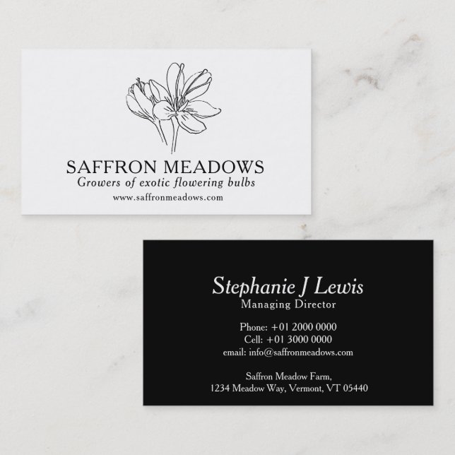 Saffron farm plant bulb suppliers business card (Front/Back)