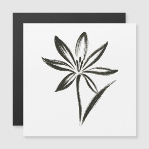 Saffron Flower – Ink Brush Crocus Bloom on Magnet