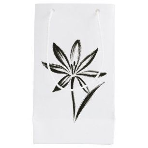 Saffron Flower – Ink Brush Crocus Bloom on Small Gift Bag