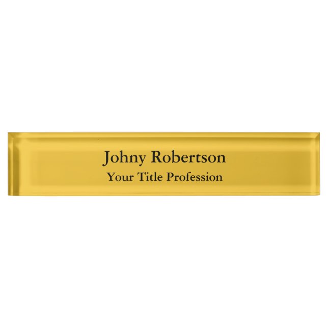 Saffron Golden Yellow Plain Elegant Professional Nameplate (Front)