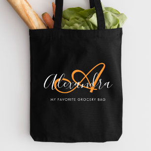 Saffron Orange Script Monogram Halloween Tote Bag