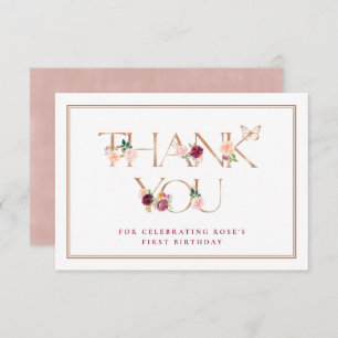 Saffron Rose Gold Butterfly Thank You Card