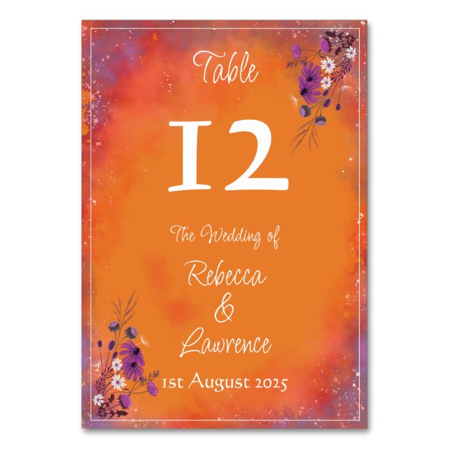 Saffron Sky Wildflowers Table Number (Front)