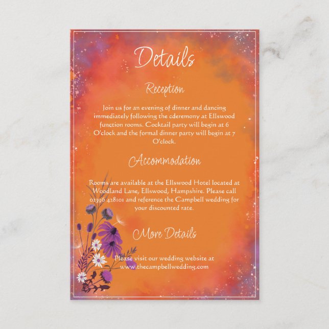 Saffron Sky Wildflowers - vertical enclosure card (Front)