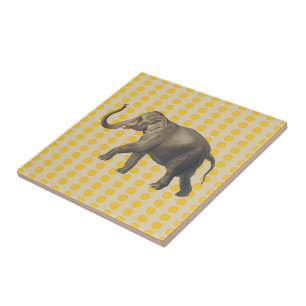 Saffron Spice Moods Dots with Elephant Ceramic Tile