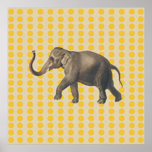 Saffron Spice Moods Dots with Elephant Poster