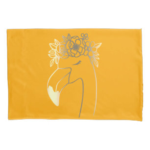 Saffron Summer Watercolor Bright Flamingo Pillowcase