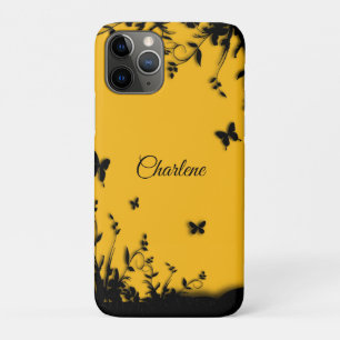 Saffron Yellow Butterfly Garden Personalised iPhone 11 Pro Case