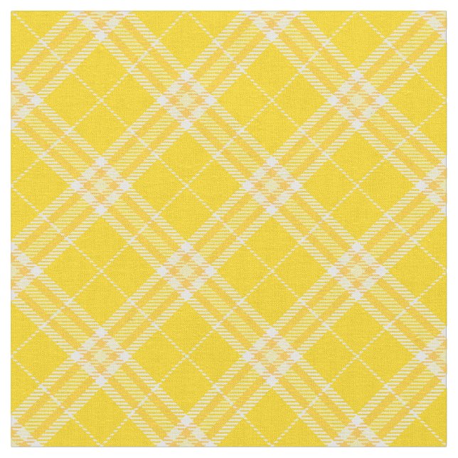Saffron Yellow Plaid Tartan Print Pattern Fabric (Close Up)