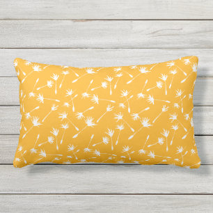 Saffron Yellow Whimsical Seeds Pattern Outdoor Lumbar Cushion
