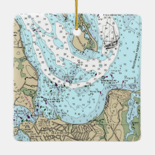 Sag Harbour NY NOAA Chart Christmas Ceramic Ornament