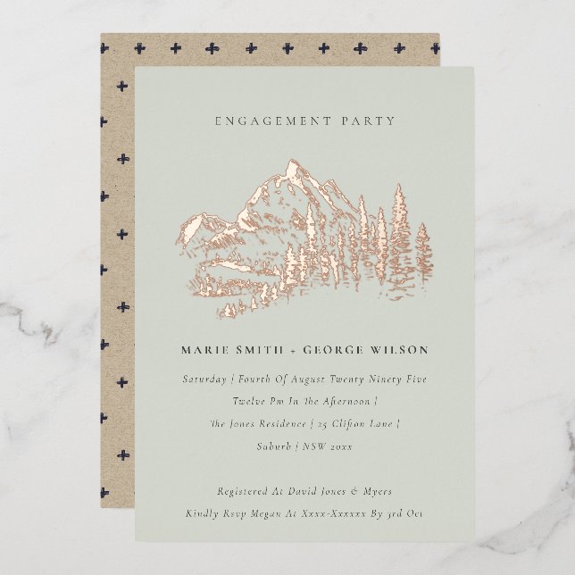 Saga Green Rose Gold Mountain Pine Engagement (Front/Back)