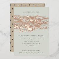 Saga Green Rose Gold Winery Sketch Couples Shower