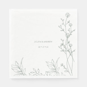 Saga green text trendy wedding  napkin