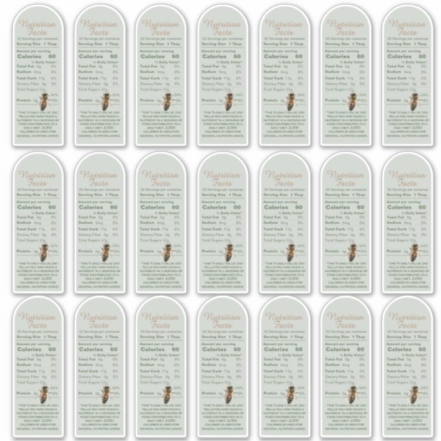 SAGE 16 oz Muth Honey Jar and bee Nutrition Facts  (Front)