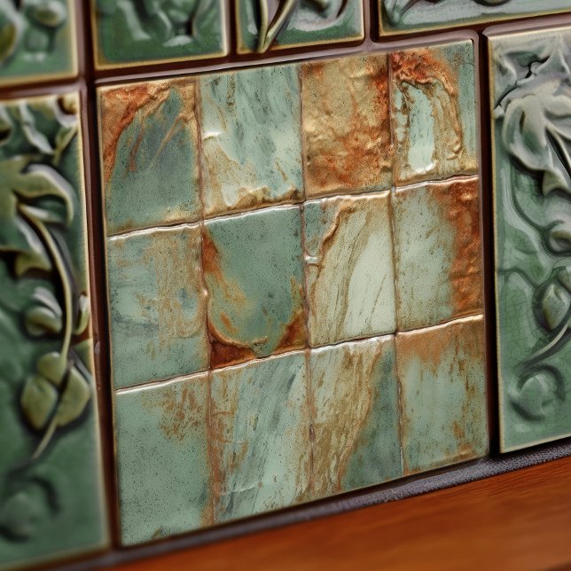 Sage Abstract Square Collection EMMA Faux Relief Ceramic Tile (Creator Uploaded)