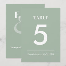 Sage Ampersand Wedding | Modern Table Number