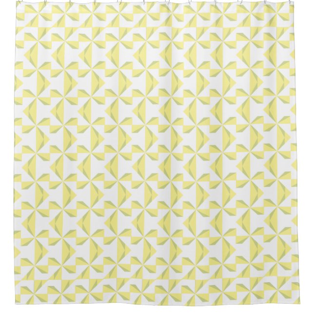Sage and Butter Pinwheel Shower Curtain (Front)