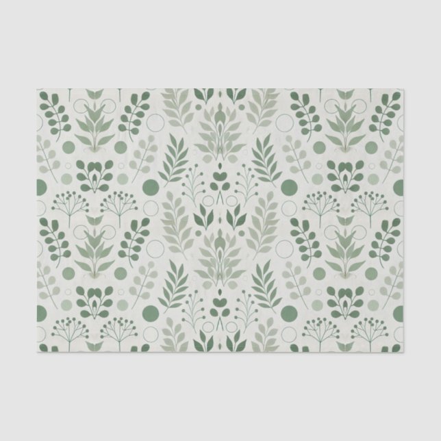 Sage and Circles Green Tissue Paper (Front)