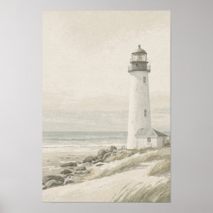 Sage and Cream Lighthouse Coastal Wall Art