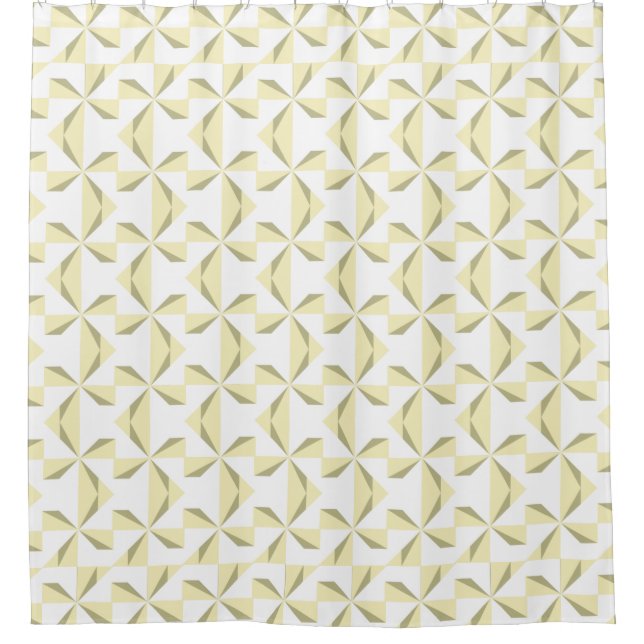 Sage and Cream Pinwheel Shower Curtain (Front)
