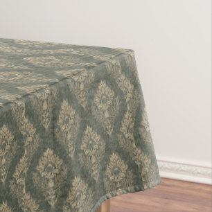 Sage and Gold Damask Tablecloth