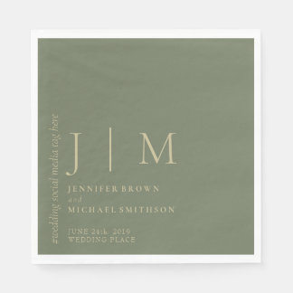 Sage and Gold Formal Simple Couple Wedding Napkin