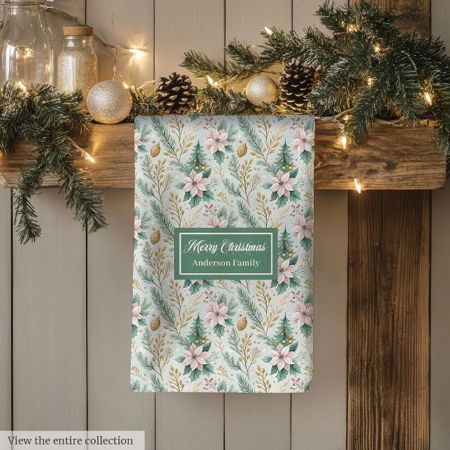 Sage and Gold Kitchen Towel Christmas Floral Gift (Sage and Gold Kitchen Towel Christmas Floral Gift)