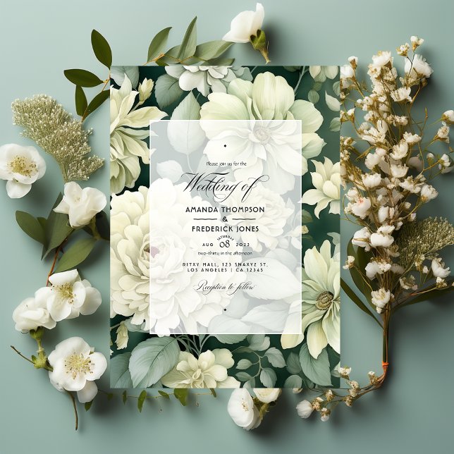 Sage and Ivory Floral Wedding Invitation (Creator Uploaded)