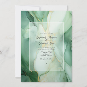 Sage and Ivory Ink Wedding Invitation