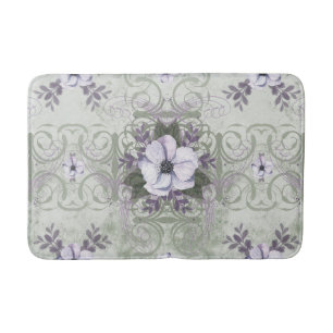 Sage and Lavender Vintage Floral Bath Mat