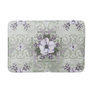 Sage and Lavender Vintage Floral Bath Mat